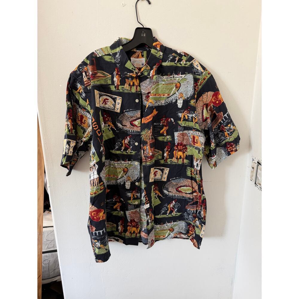 Vintage rare Reyn Spooner USC Trojans Hawaiian Shirt Football Size Large